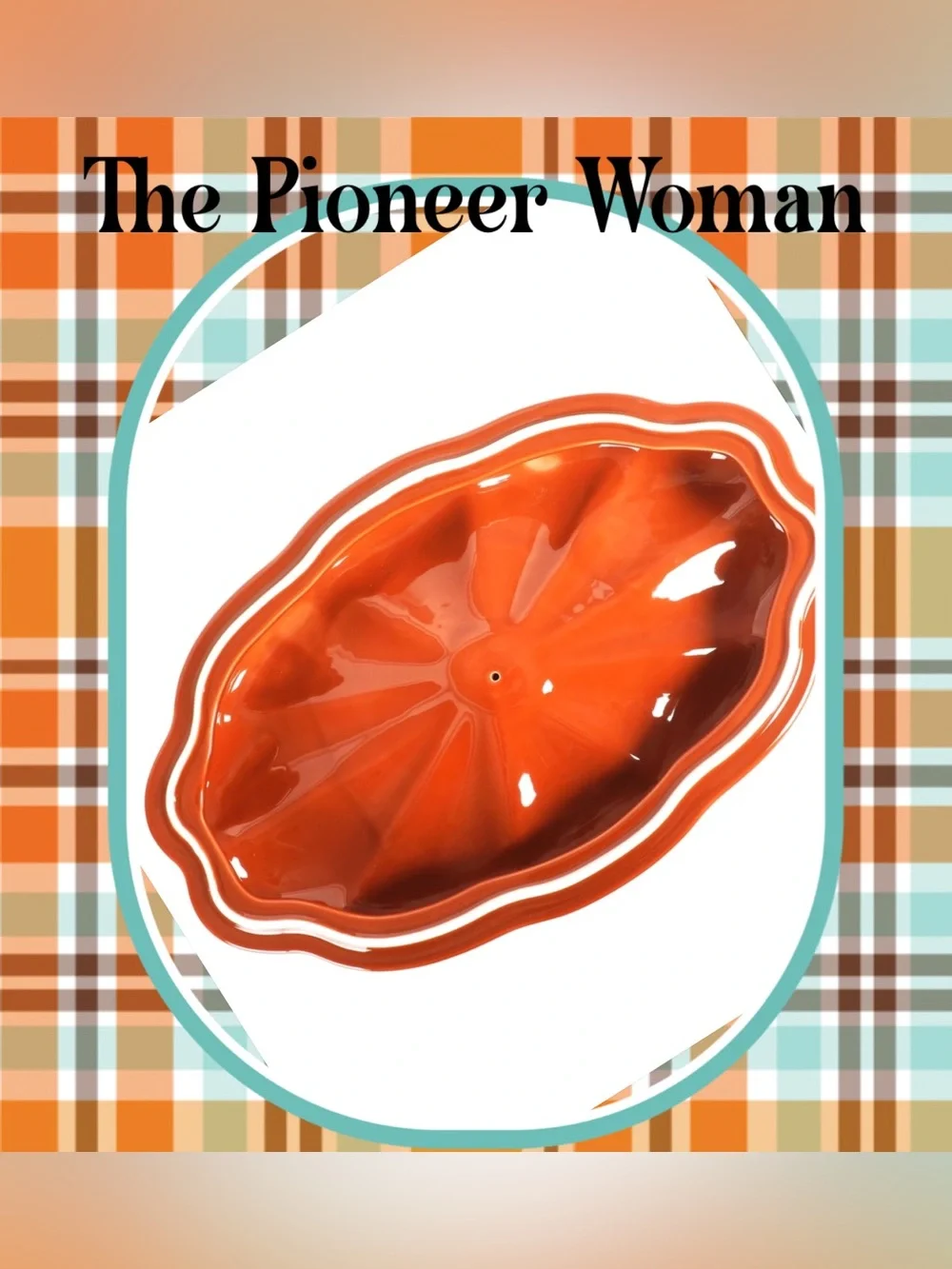 The Pioneer Woman 3 Quart Stoneware Ovel Pumpkin Baker W/Lid NIB!